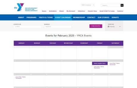 Calendar Integrated on Website | YMCA of South Collier - Paradise Web Marketing Services