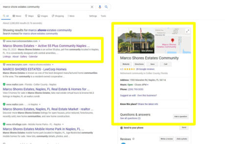 Search Ranking and Google Maps Setup | Marco Shore Estates